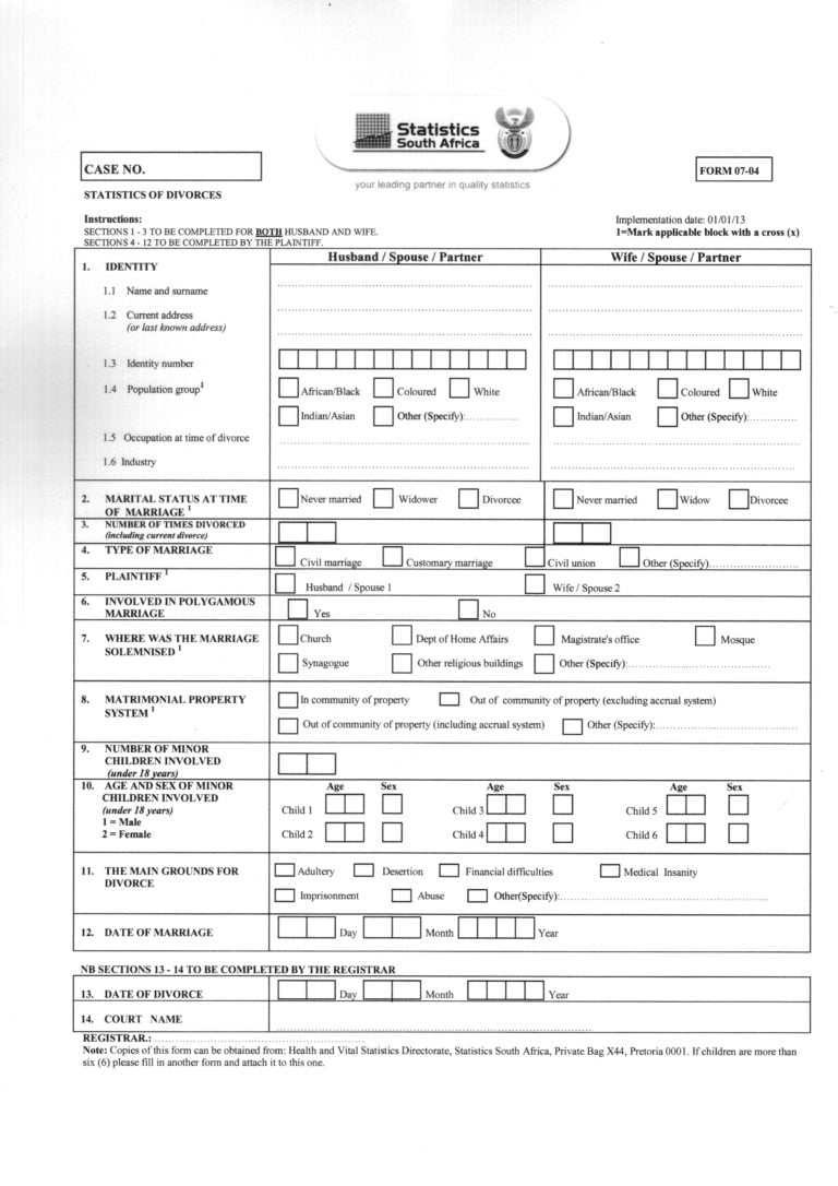 New Improved Statistics Form Phoenyx Legal Services cc